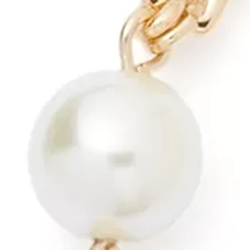 Gold Tone Pearl Link Strandage Necklace