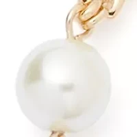Gold Tone Pearl Link Strandage Necklace