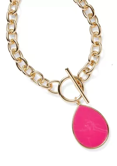Gold Tone Pear Toggle Necklace