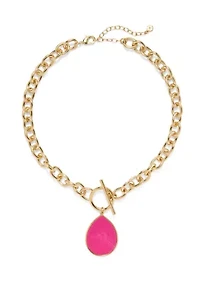Gold Tone Pear Toggle Necklace