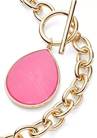 Gold Tone Pear Toggle Necklace
