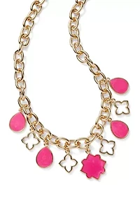 Gold Tone Shaky Charm Collar Necklace