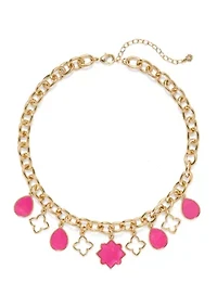 Gold Tone Shaky Charm Collar Necklace