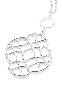 Silver Tone Open Station Pendant Strand Necklace