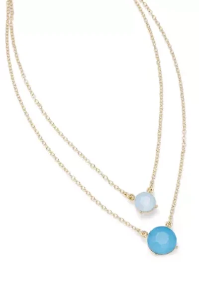 Gold Tone Milky Multirow Necklace