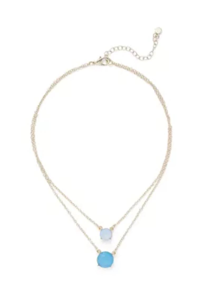Gold Tone Milky Multirow Necklace