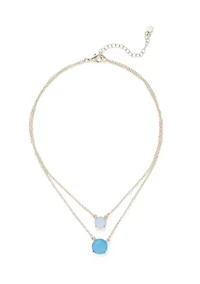 Gold Tone Milky Multirow Necklace