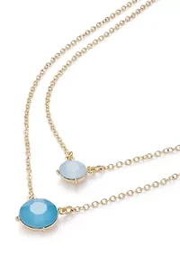 Gold Tone Milky Multirow Necklace