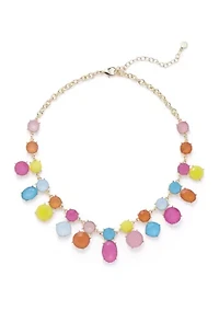 Gold Tone Multi Milky Frontal Necklace