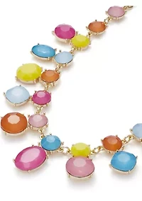 Gold Tone Multi Milky Frontal Necklace