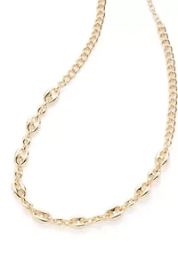 Gold Tone Half Mariner Link Collar Necklace