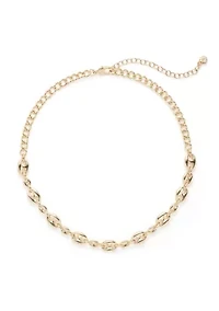 Gold Tone Half Mariner Link Collar Necklace