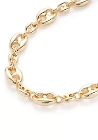 Gold Tone Half Mariner Link Collar Necklace