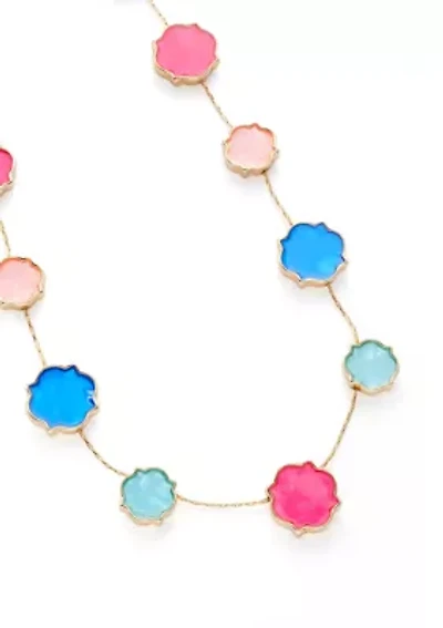 Gold Tone 16'' White Foil Collar Necklace