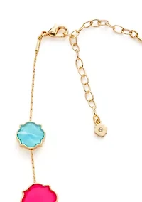 Gold Tone 16'' White Foil Collar Necklace