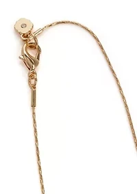 Gold Tone Quatrefoil Motif Long Necklace