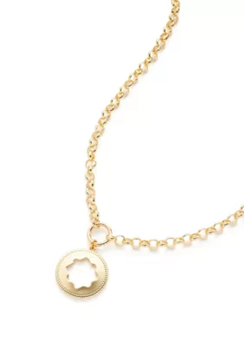 Gold Tone 16" Quatrafoil Pendant Necklace