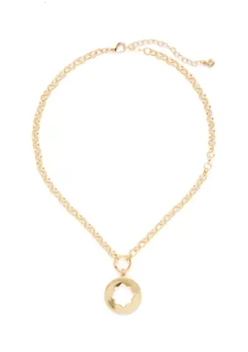 Gold Tone 16" Quatrafoil Pendant Necklace