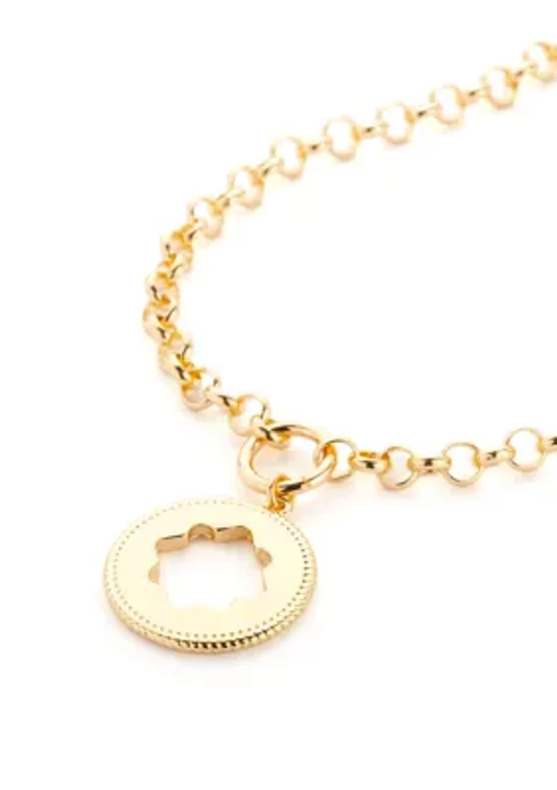 Gold Tone 16" Quatrafoil Pendant Necklace