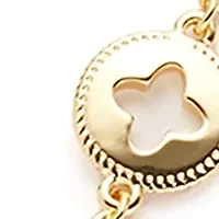 Gold Tone 42" Enamel Quatrafoil Strand Necklace