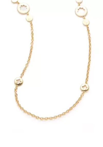 Gold Tone 42" Enamel Quatrafoil Strand Necklace