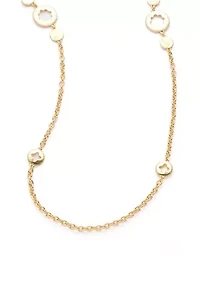 Gold Tone 42" Enamel Quatrafoil Strand Necklace