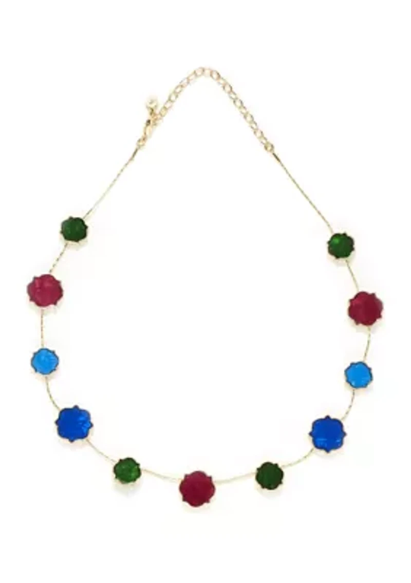Gold Tone Multi Quatrefoil Collar Necklace