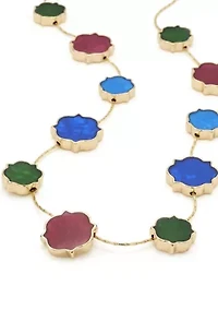 Gold Tone Multi Quatrefoil Collar Necklace