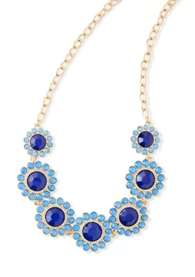 Blue Stone Cluster Frontal Necklace