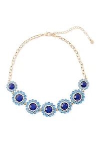 Blue Stone Cluster Frontal Necklace