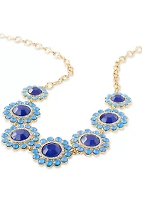 Blue Stone Cluster Frontal Necklace