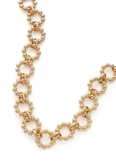 Gold Tone Metal Bead Circle Collar Necklace