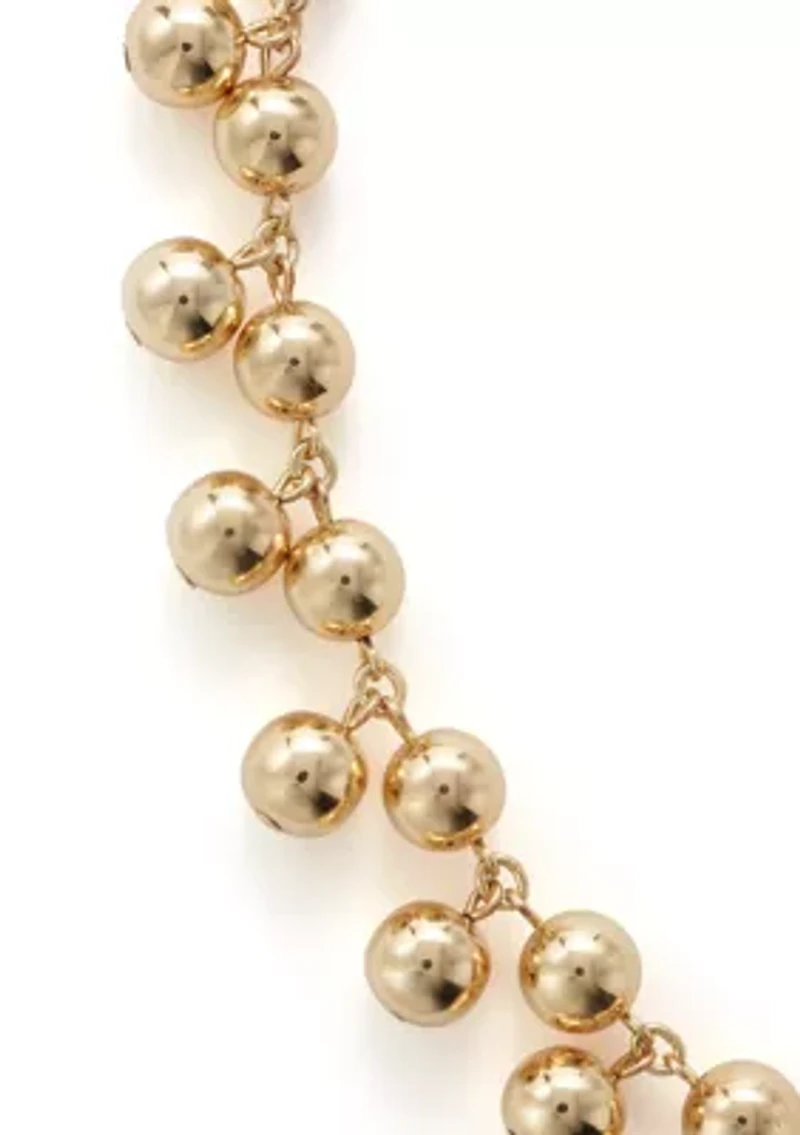 Gold Tone Shaky Bead Collar Necklace