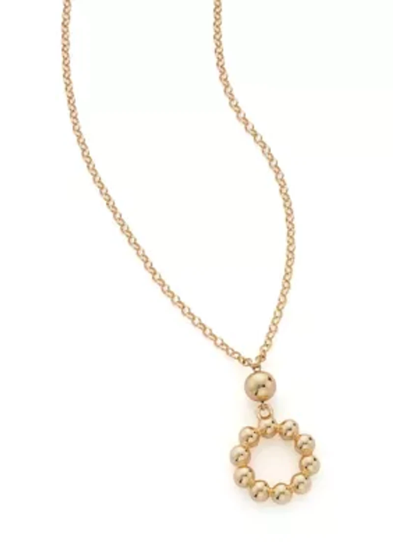 Gold Tone Beadead Circle Strand  Necklace