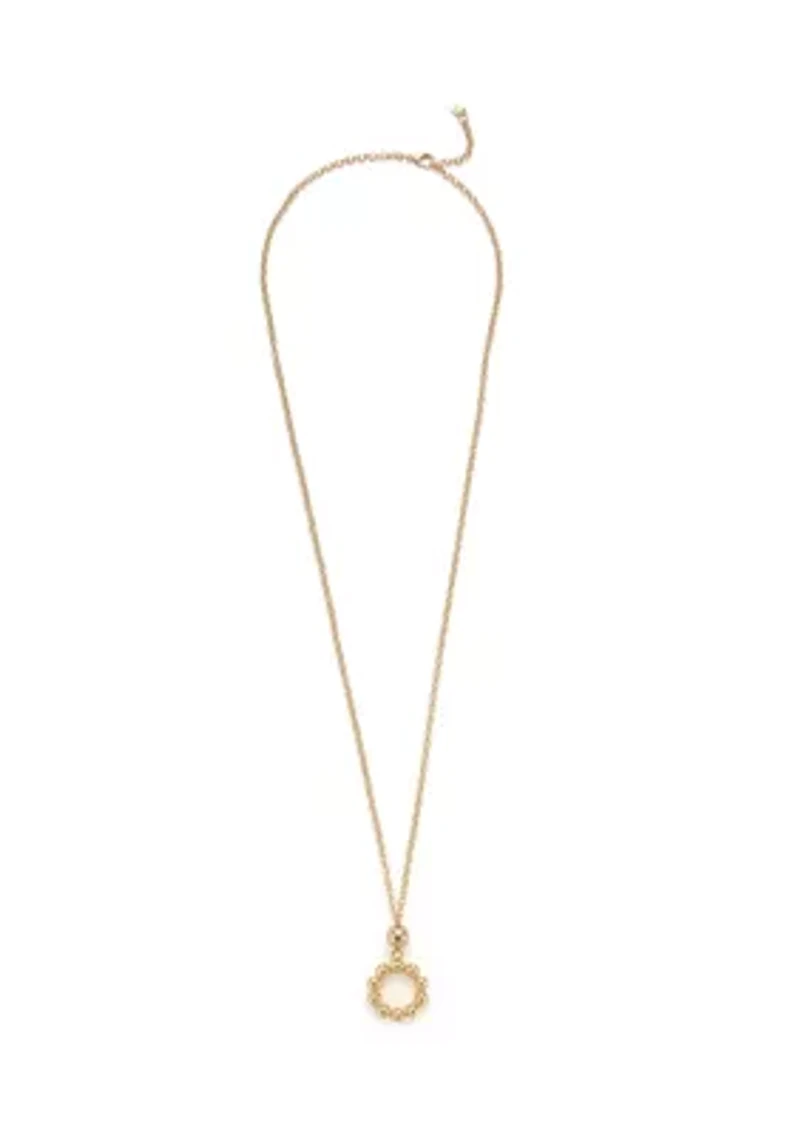 Gold Tone Beadead Circle Strand  Necklace