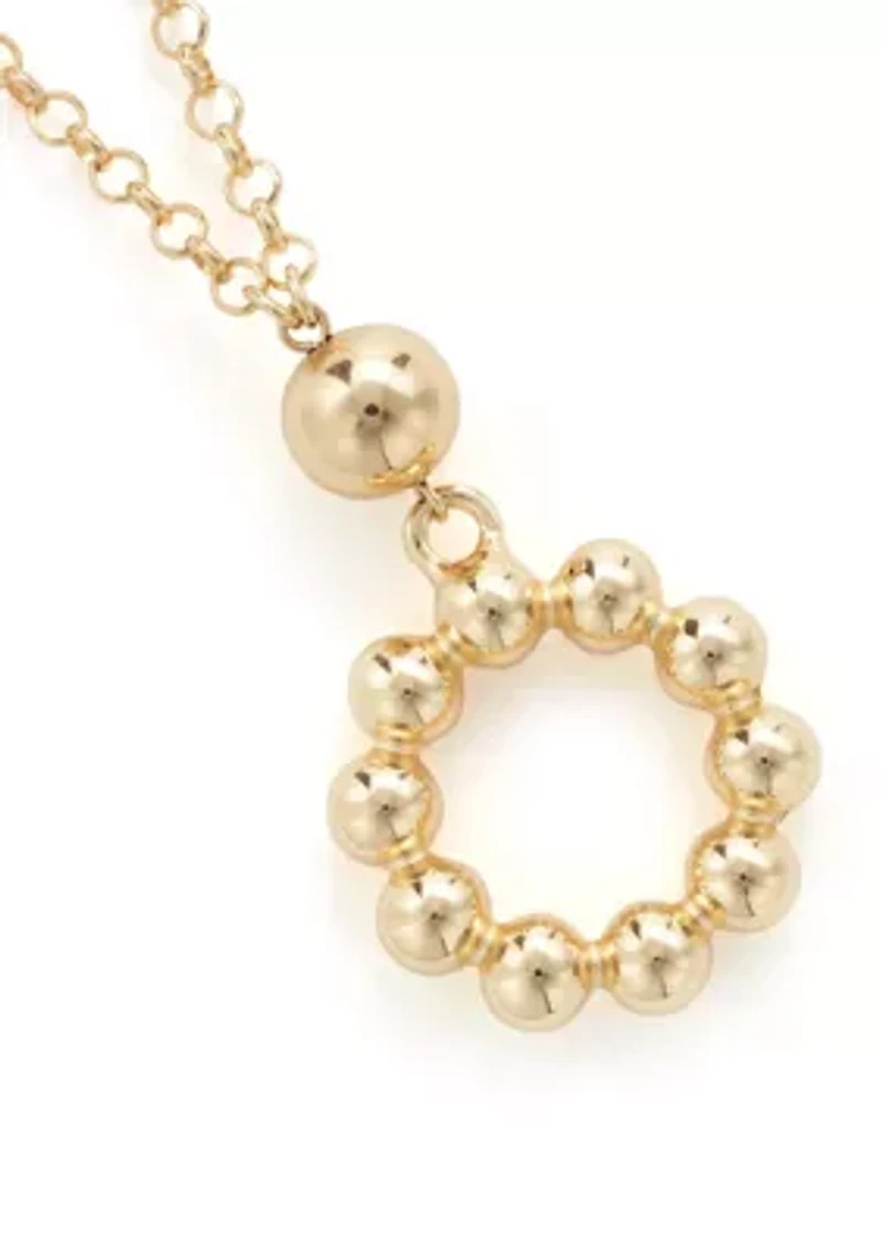 Gold Tone Beadead Circle Strand  Necklace