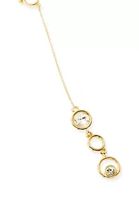 Gold Tone Crystal Bezel Y Necklace