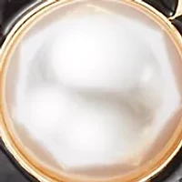 Gold Tone Black and Pearl Flower Collar Necklace