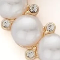 Gold Tone White Round Pearl Link Frontal Necklace