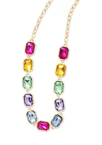 Gold Tone Multi Stone Frontal Necklace