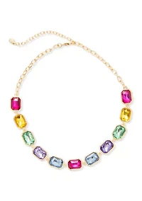 Gold Tone Multi Stone Frontal Necklace