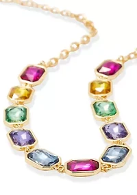 Gold Tone Multi Stone Frontal Necklace