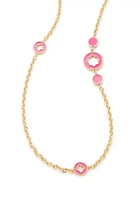 Gold Tone 42" Enamel Quatrafoil Strand Necklace