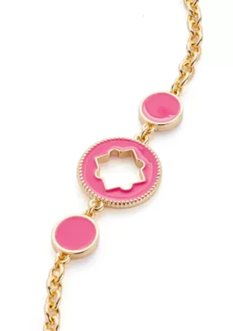 Gold Tone 42" Enamel Quatrafoil Strand Necklace
