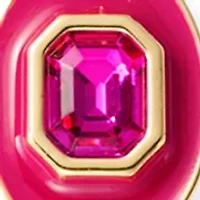 Gold Tone Pink Enamel Stone Toggle Necklace