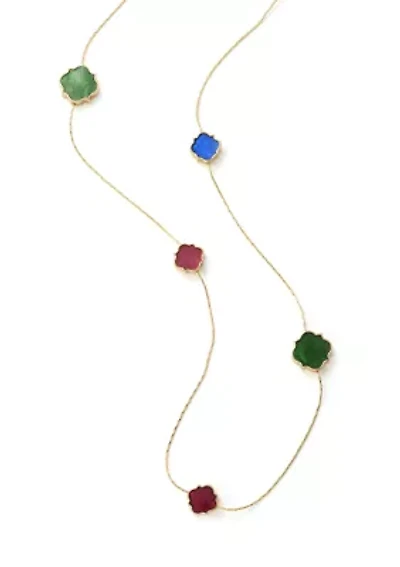 Gold Tone Quatrefoil Strand Necklace