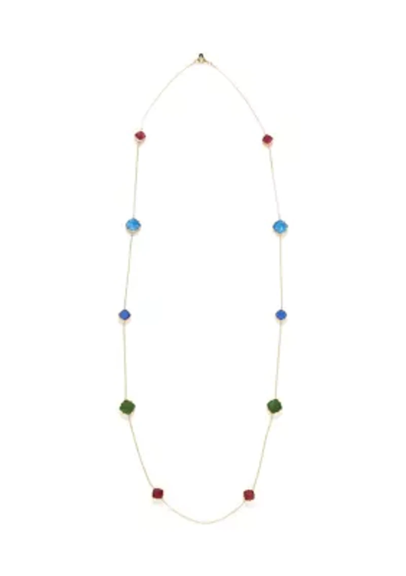 Gold Tone Quatrefoil Strand Necklace