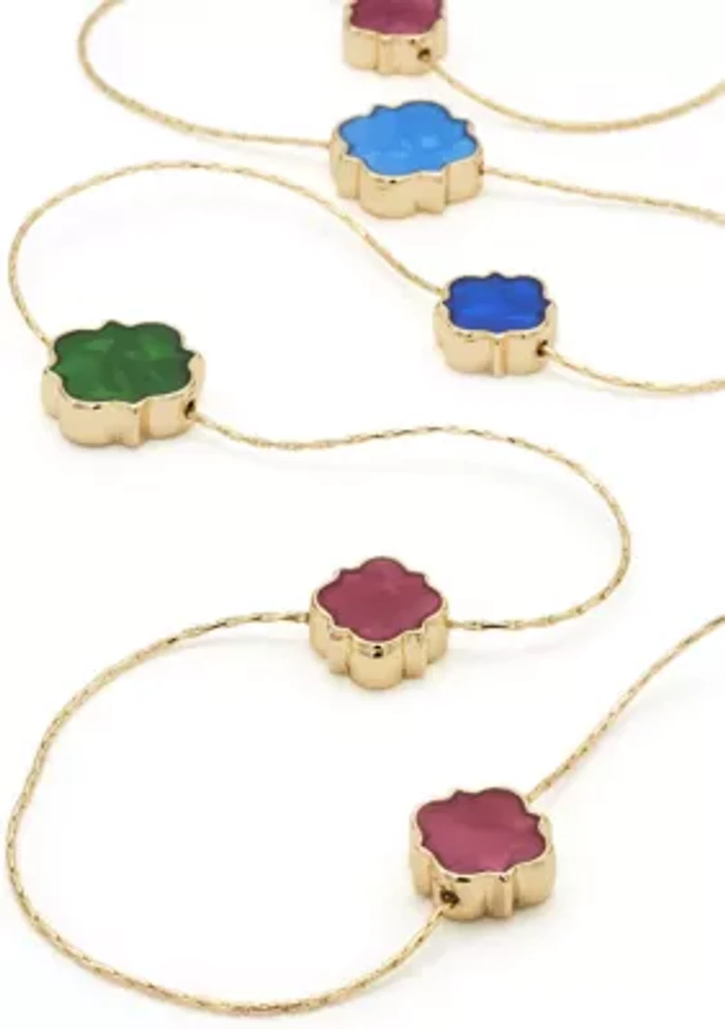 Gold Tone Quatrefoil Strand Necklace