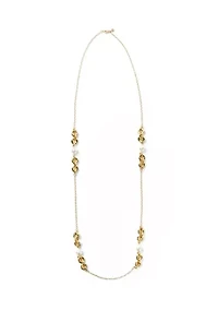 Pearl Station Gold Tone Necklace