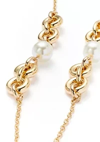 Pearl Station Gold Tone Necklace